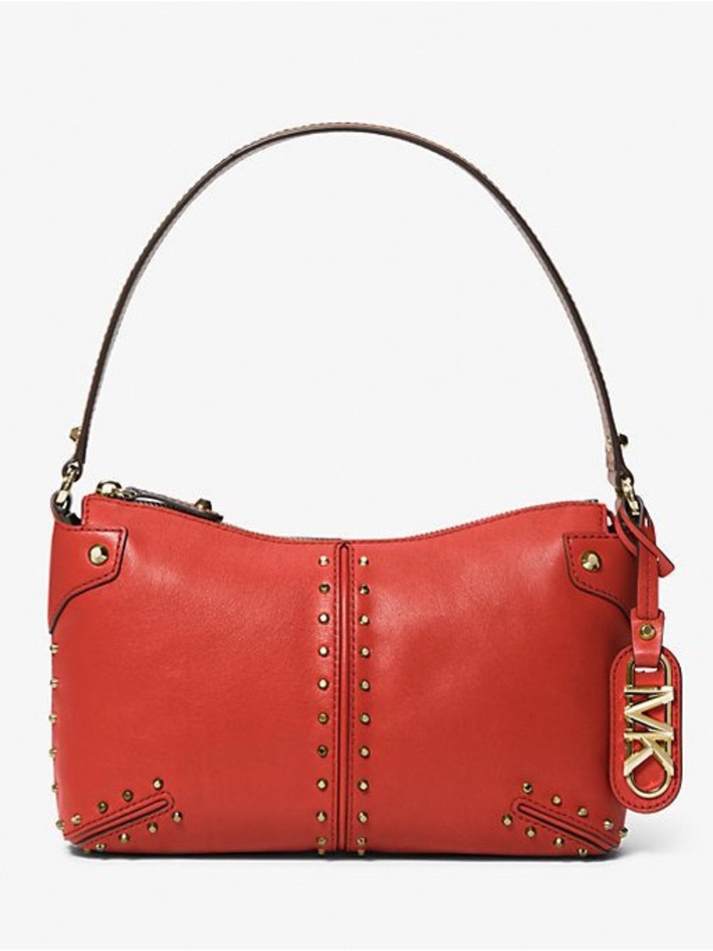 MICHAEL KORS Astor Large Studded Leather Shoulder Bag In Red